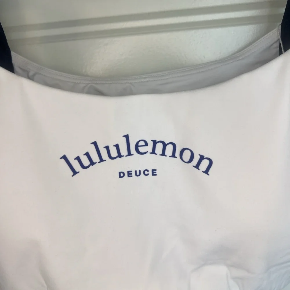 Lululemon Straight-Strap Sports Bra Medium White Cobalt Blue Deuce New!